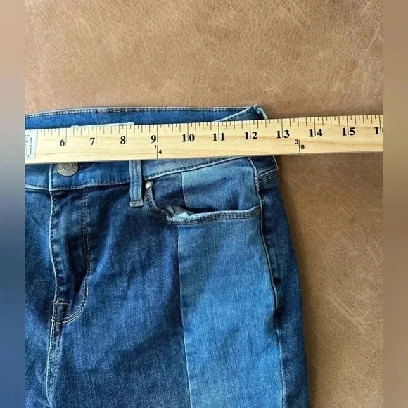 PacSun Two Toned Jeans Color Block Striped 25 Short High Rise Jegging Raw Hem - Picture 8 of 9